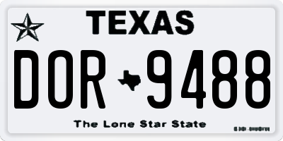 TX license plate DOR9488