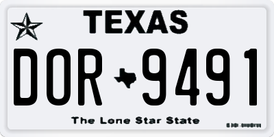 TX license plate DOR9491