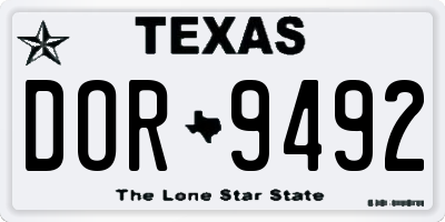 TX license plate DOR9492