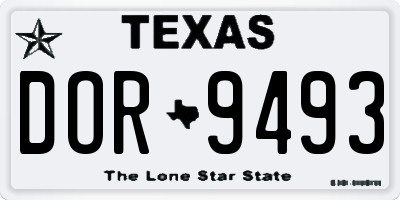 TX license plate DOR9493