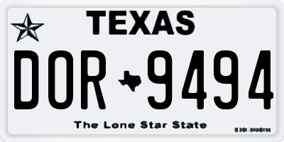 TX license plate DOR9494