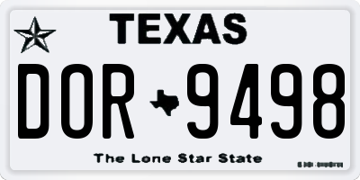 TX license plate DOR9498