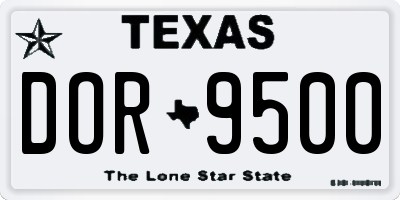 TX license plate DOR9500
