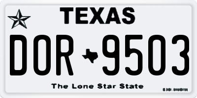 TX license plate DOR9503