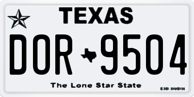 TX license plate DOR9504