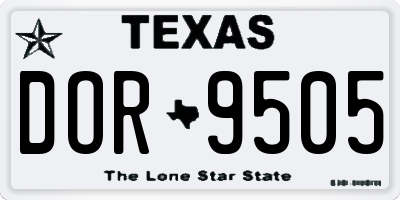 TX license plate DOR9505
