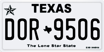 TX license plate DOR9506
