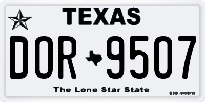 TX license plate DOR9507