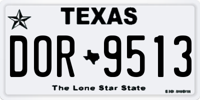 TX license plate DOR9513