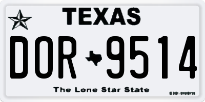 TX license plate DOR9514