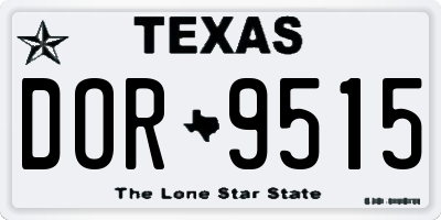 TX license plate DOR9515