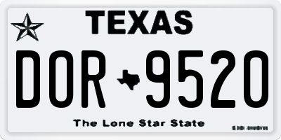 TX license plate DOR9520