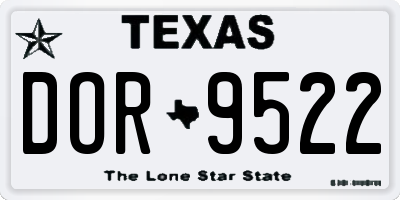 TX license plate DOR9522