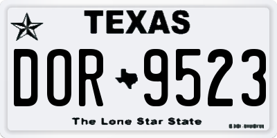 TX license plate DOR9523