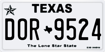 TX license plate DOR9524