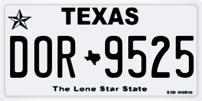 TX license plate DOR9525