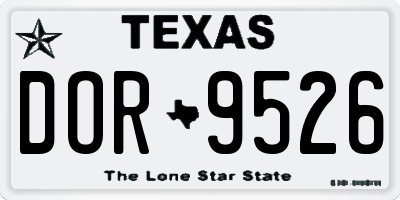 TX license plate DOR9526