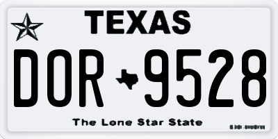 TX license plate DOR9528