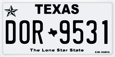 TX license plate DOR9531