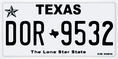 TX license plate DOR9532