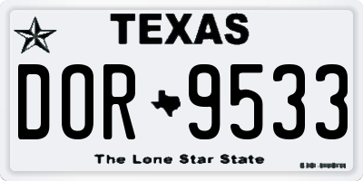TX license plate DOR9533