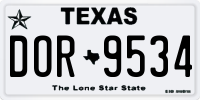 TX license plate DOR9534