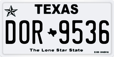 TX license plate DOR9536