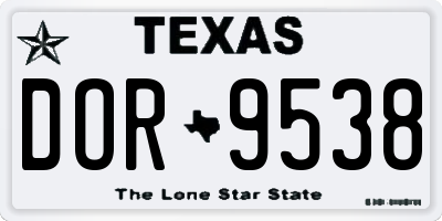 TX license plate DOR9538