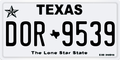 TX license plate DOR9539