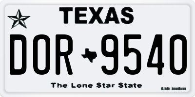 TX license plate DOR9540