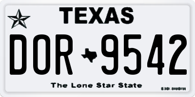 TX license plate DOR9542