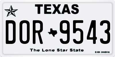 TX license plate DOR9543