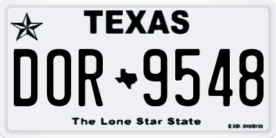 TX license plate DOR9548