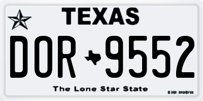 TX license plate DOR9552
