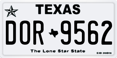 TX license plate DOR9562