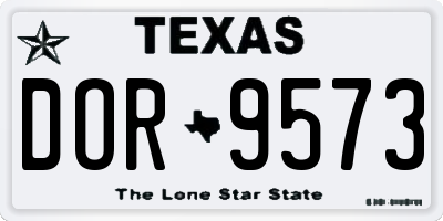 TX license plate DOR9573