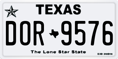 TX license plate DOR9576
