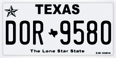 TX license plate DOR9580