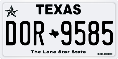 TX license plate DOR9585