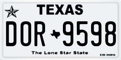 TX license plate DOR9598