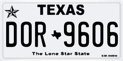 TX license plate DOR9606