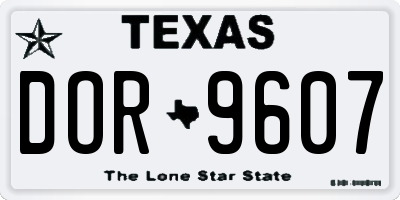 TX license plate DOR9607