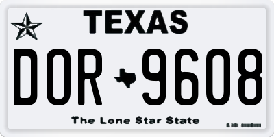 TX license plate DOR9608