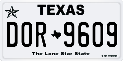 TX license plate DOR9609
