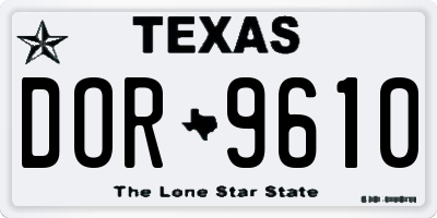 TX license plate DOR9610