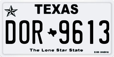 TX license plate DOR9613