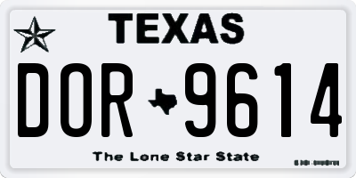 TX license plate DOR9614