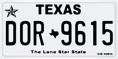TX license plate DOR9615