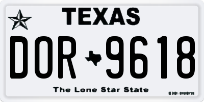 TX license plate DOR9618