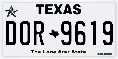 TX license plate DOR9619